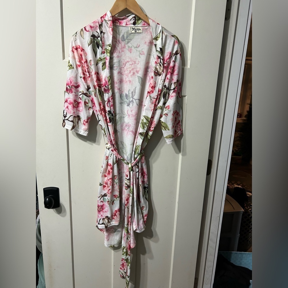 Show Me Your Mumu Womens One Size Pink Flower Robe with belt, Garden of Blooms